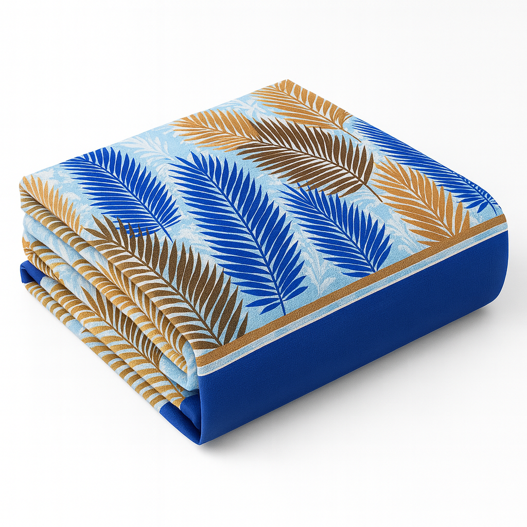 Cotton Double Bed Sheet with Pillow Covers – Leaf Print Design
