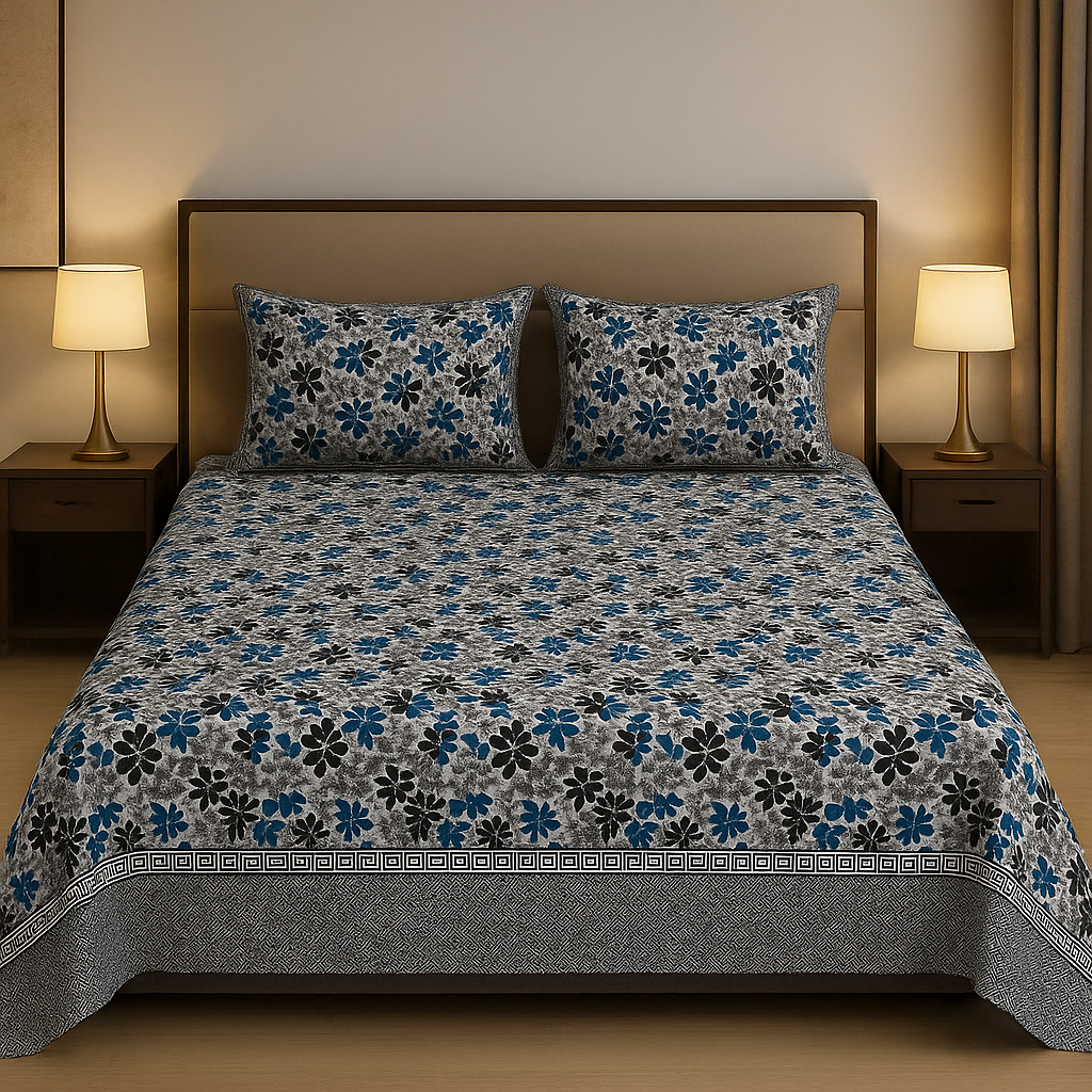 Premium Cotton Double Bed Sheet with Matching Pillow Covers