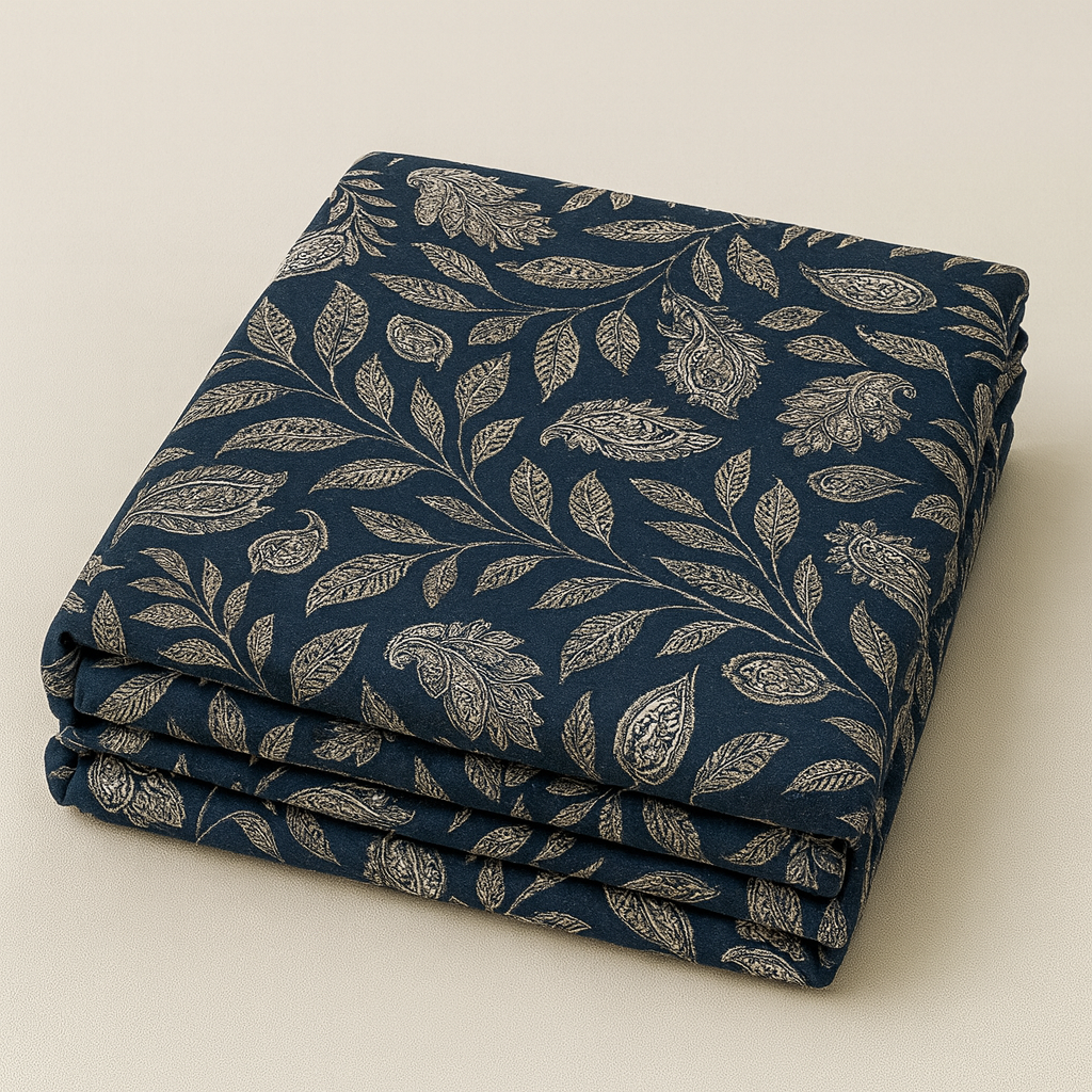 Premium Double Bed Sheet with Leaf & Paisley Design – Cotton