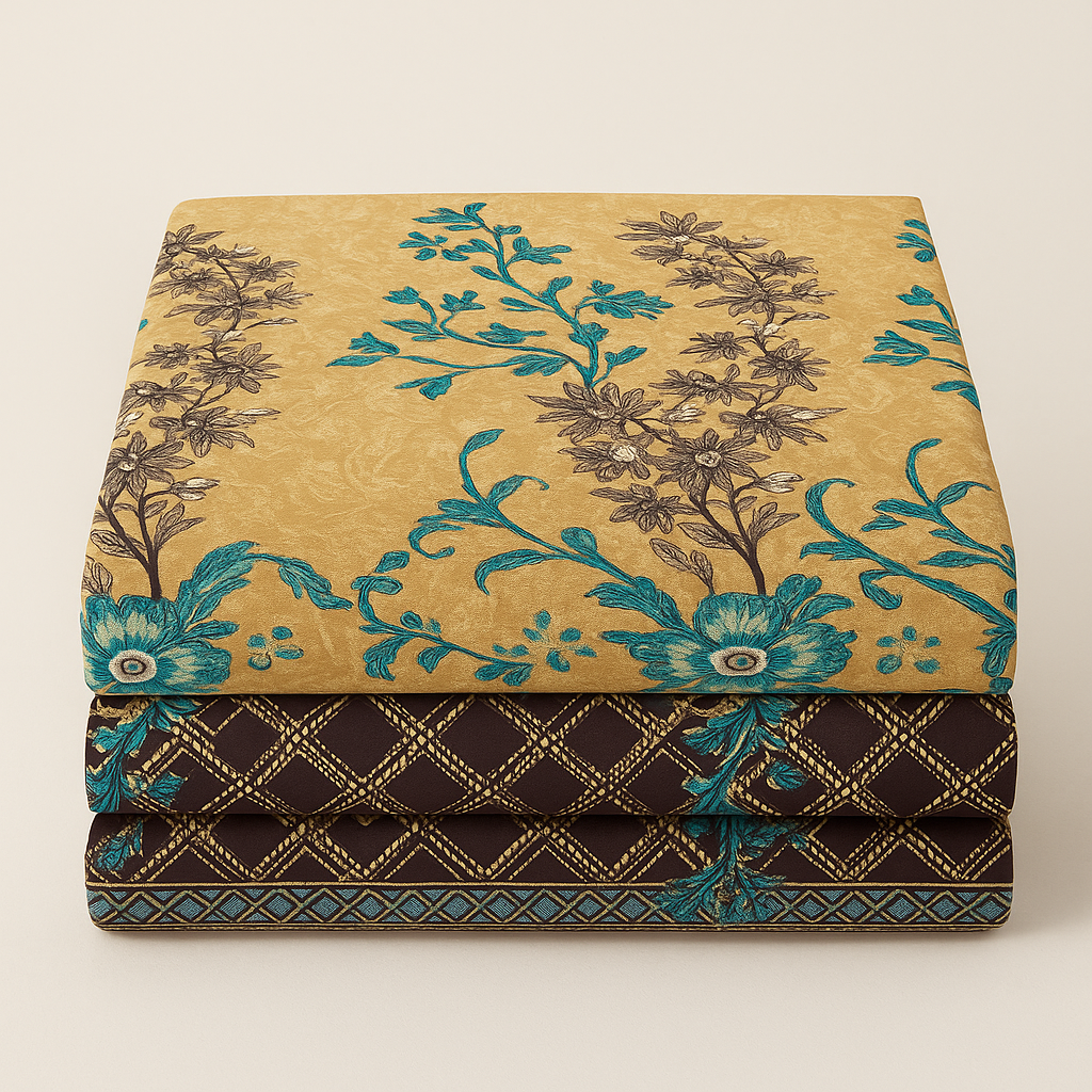 Luxury Cotton Bedsheet Set – Leafy Print with Pillow Covers
